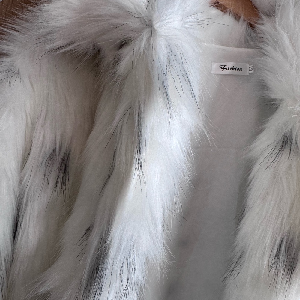 Snow Leopard Faux Fur Long Coat Plush Winter Glam Jacket Women’s 4XL Plus - Picture 9 of 11